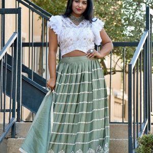 Beautiful sage green lehenga with out dupatta